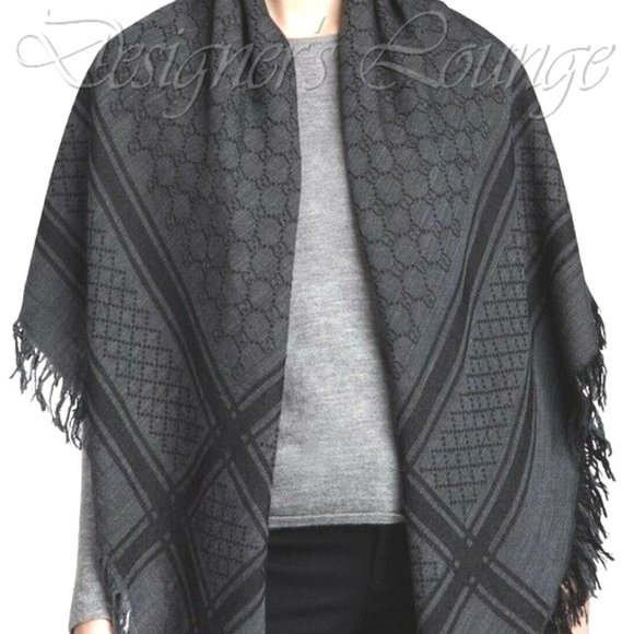 NWT GUCCI Grey GG Survie Monogram GG Scarf Shawl - Picture 2 of 9